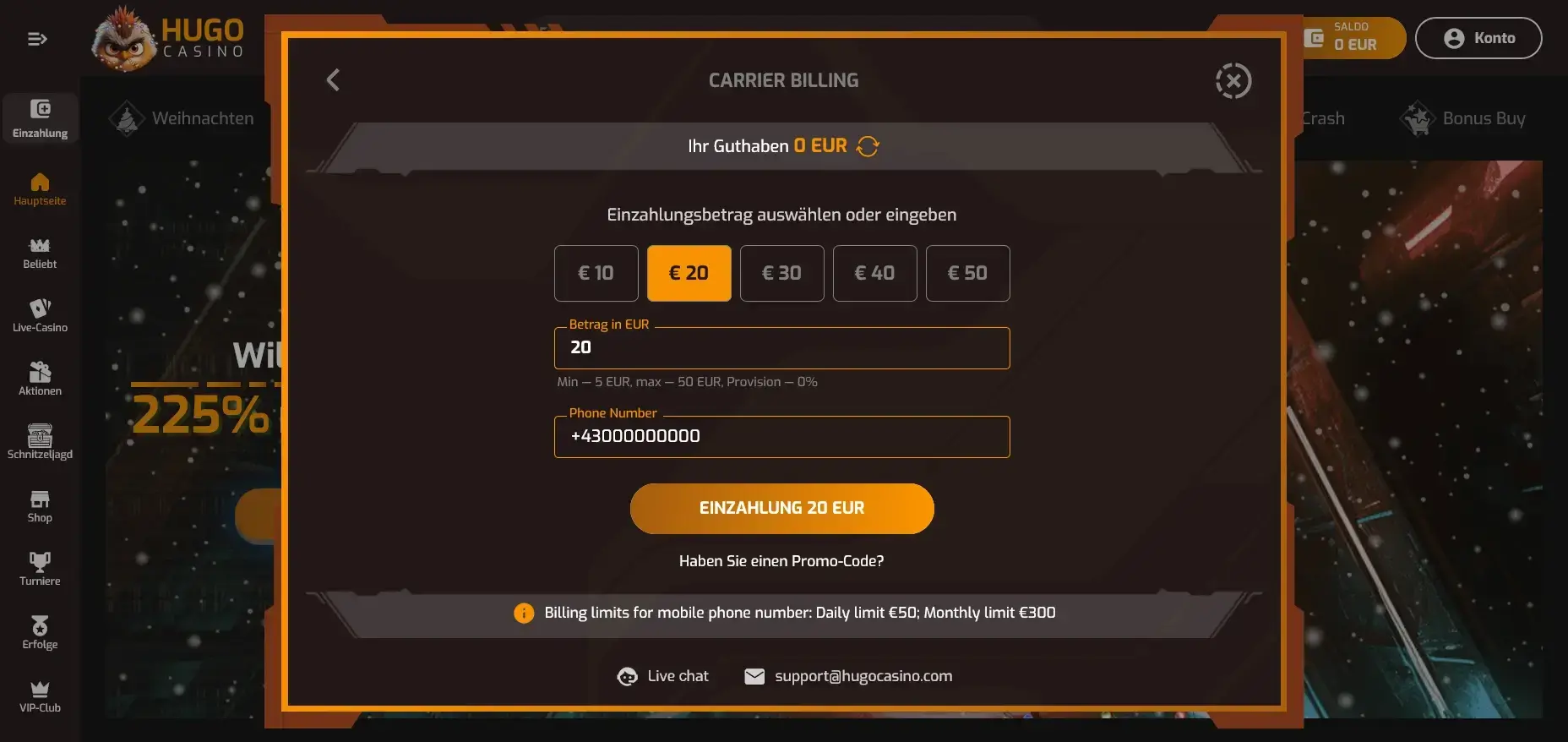 Hugo Casino mit handyrechnung bezahlen Hugo mit handyrechnung bezahlen